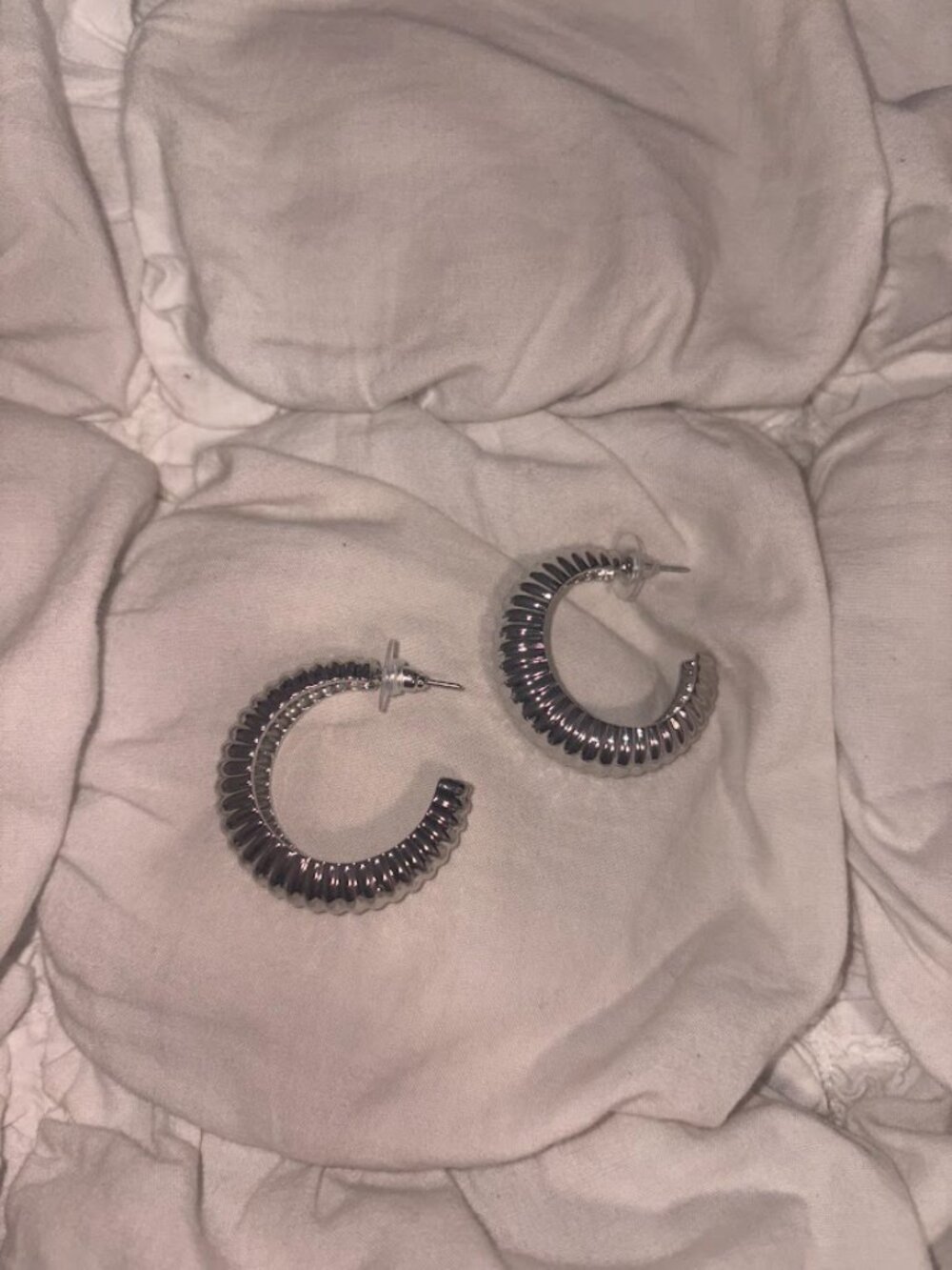✨ High-Shine Ribbed Croissant Hoops | Free People Aesthetic